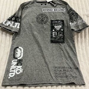 Ecko Tshirt Men’s Size Small New with Tags Short Sleeves Black Grey Marble White